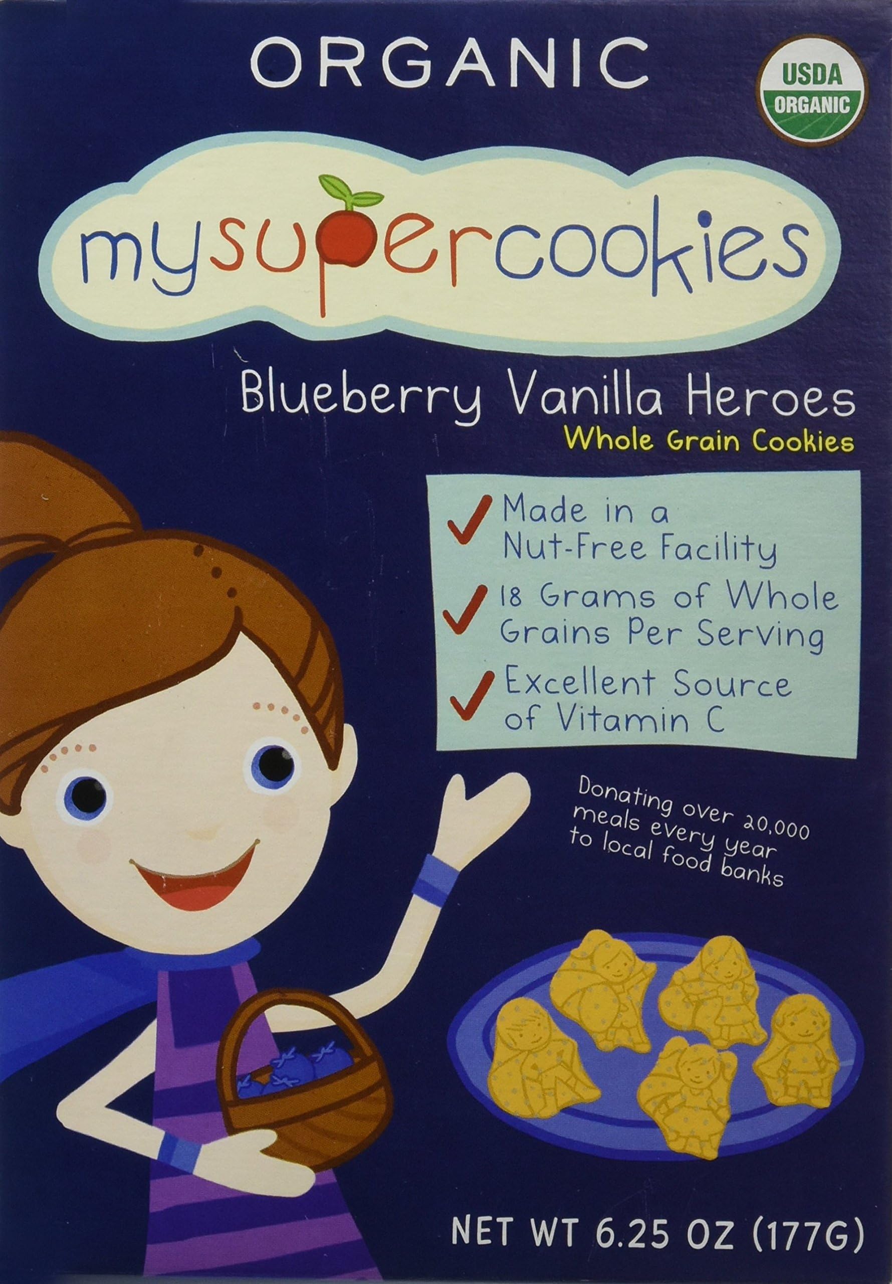 MYSUPERCOOKIES Organic Blueberry Vanilla Heroes Cookies, 6.25 OZ