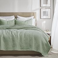 Vista 10 de palassio - Juego de ropa de cama, 100% algodón, tamaño individual, 1 fundas de almohada, colcha ligera texturizada, estilo chic desgastado, suave