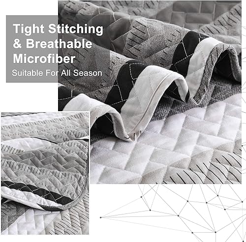 Vista 84 de DJY Juego de edredón a rayas tamaño Queen, juego de colcha bohemia de 3 piezas de color verde salvia, juego de ropa de cama de microfibra suave