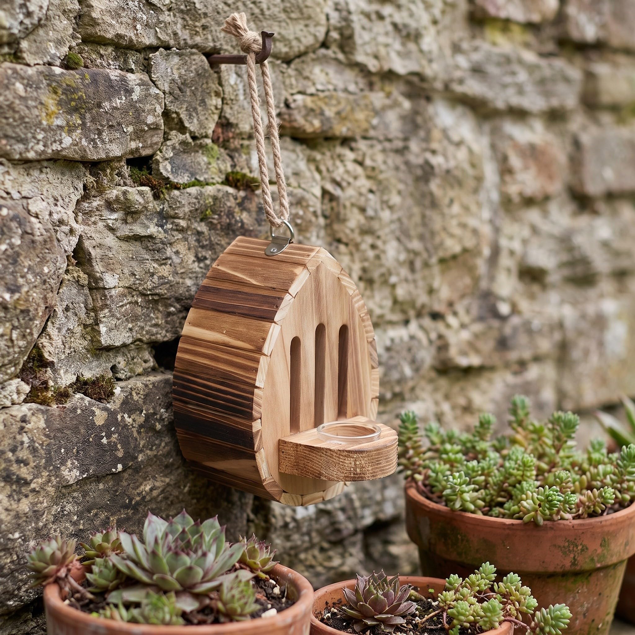 Veemoon 2er-Set Schmetterlingshäuser: Schmetterlingshäuser aus Holz mit Futterstelle – Hängende Gartendekoration – Nistkasten und Unterschlupf für Insekten, Schmetterlinge, Motten und Florfliegen
