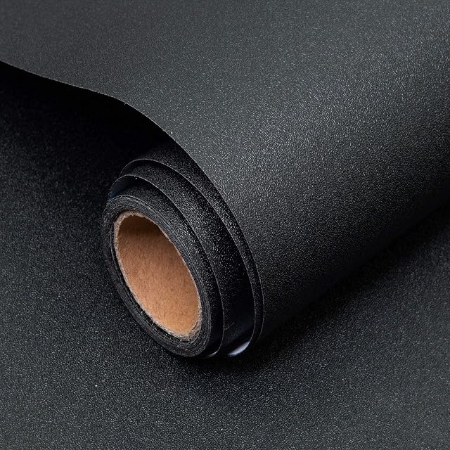 Black Sticky Back Plastic Self Adhesive Paper 60X500cm Peel and Stick Wallpaper Vinyl Film Roll Covering Wardrobes Drawers Doors Bedroom Living Room Removable DIY Refurbished Furniture Stickers
