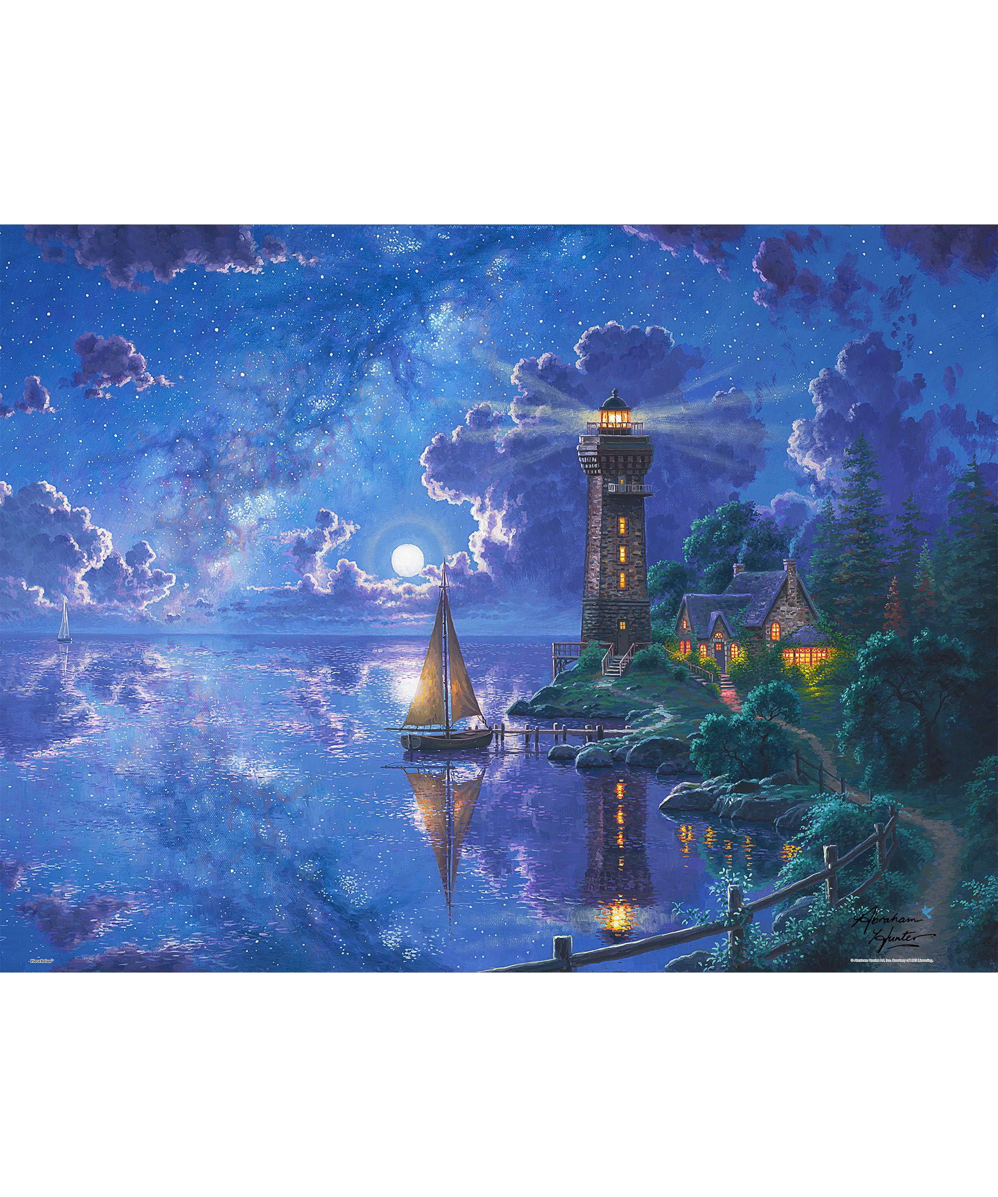 PieceRelax PieceClicks Plastic Jigsaw Puzzle for Adults 1000 Pieces - Abraham Hunter - Light of Peace - 25.2 X 18.9 Inches, Most Satisfying Table