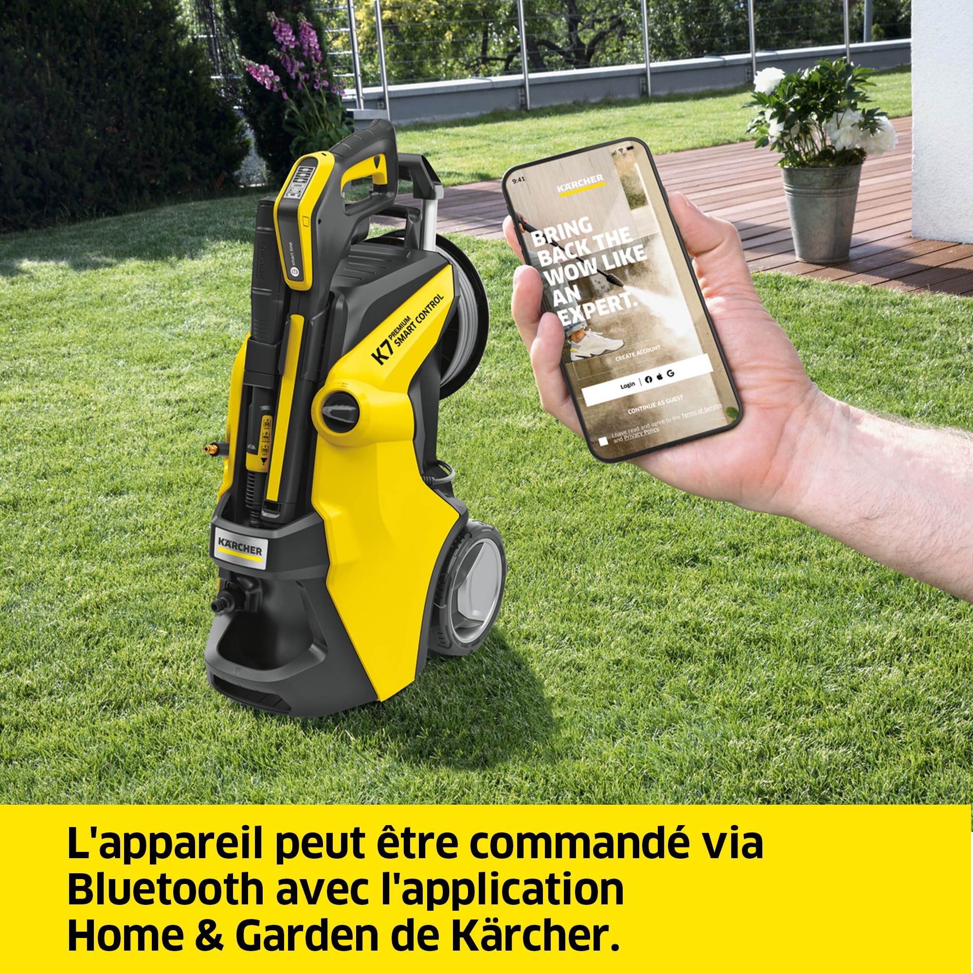 Kärcher Nettoyeur Haute Pression K 7 Premium Smart Control Flex Home (180 Bar, 600 l/h, 60 m²/h, 17,7 kg), Pistolet, Flexible Haute Pression, Lance Vario Power, Rotabuse