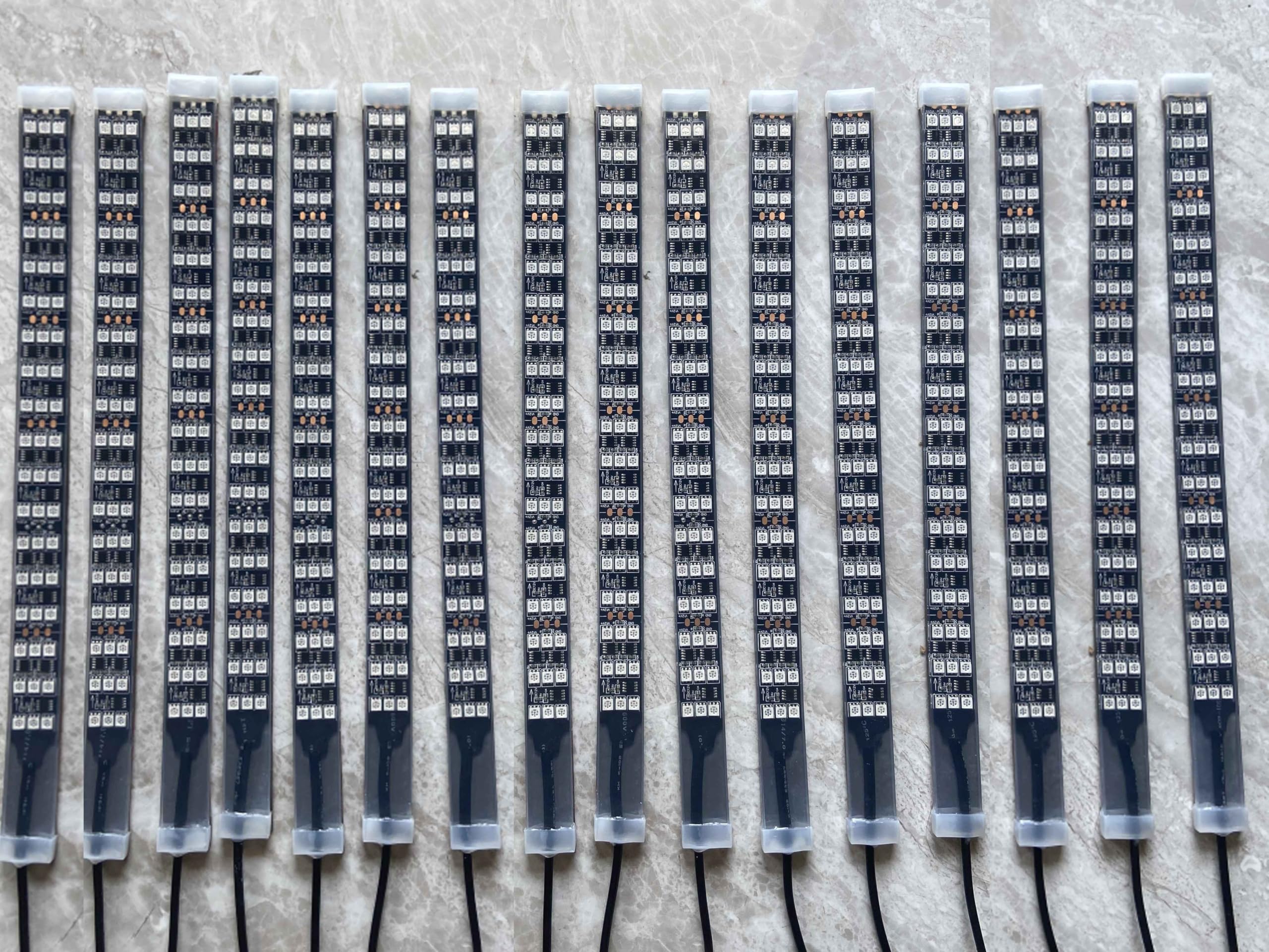 16PCS 1FT 30CM 12 INCH Triple Row 3 Rolls RGB Dream Color Chasing Flow Series Light Strips Bluetooth + Remote Treble LED Off-Road Lighting for Slingshot