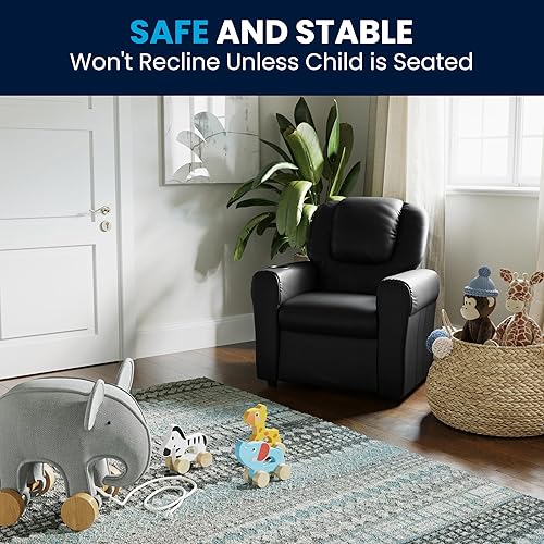 Miniatura 137 de Flash Furniture - Sillón reclinable contemporáneo para niños, color beige vinilo con base para vasos y reposacabezas Vinilo Lavanda,Vinilo