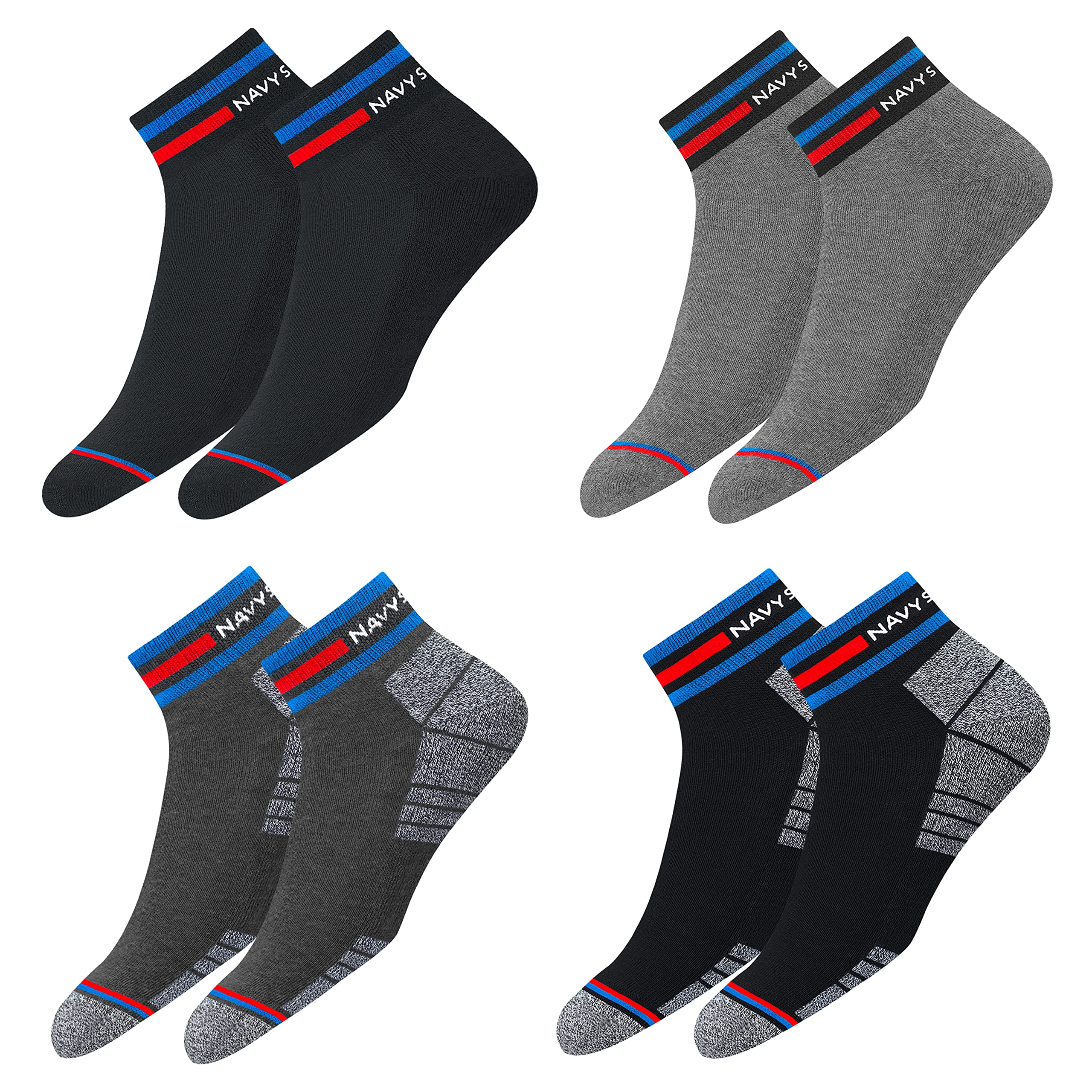 NAVYSPORT Sneaker Socks Men Women Cotton Short Quarter Short Socks