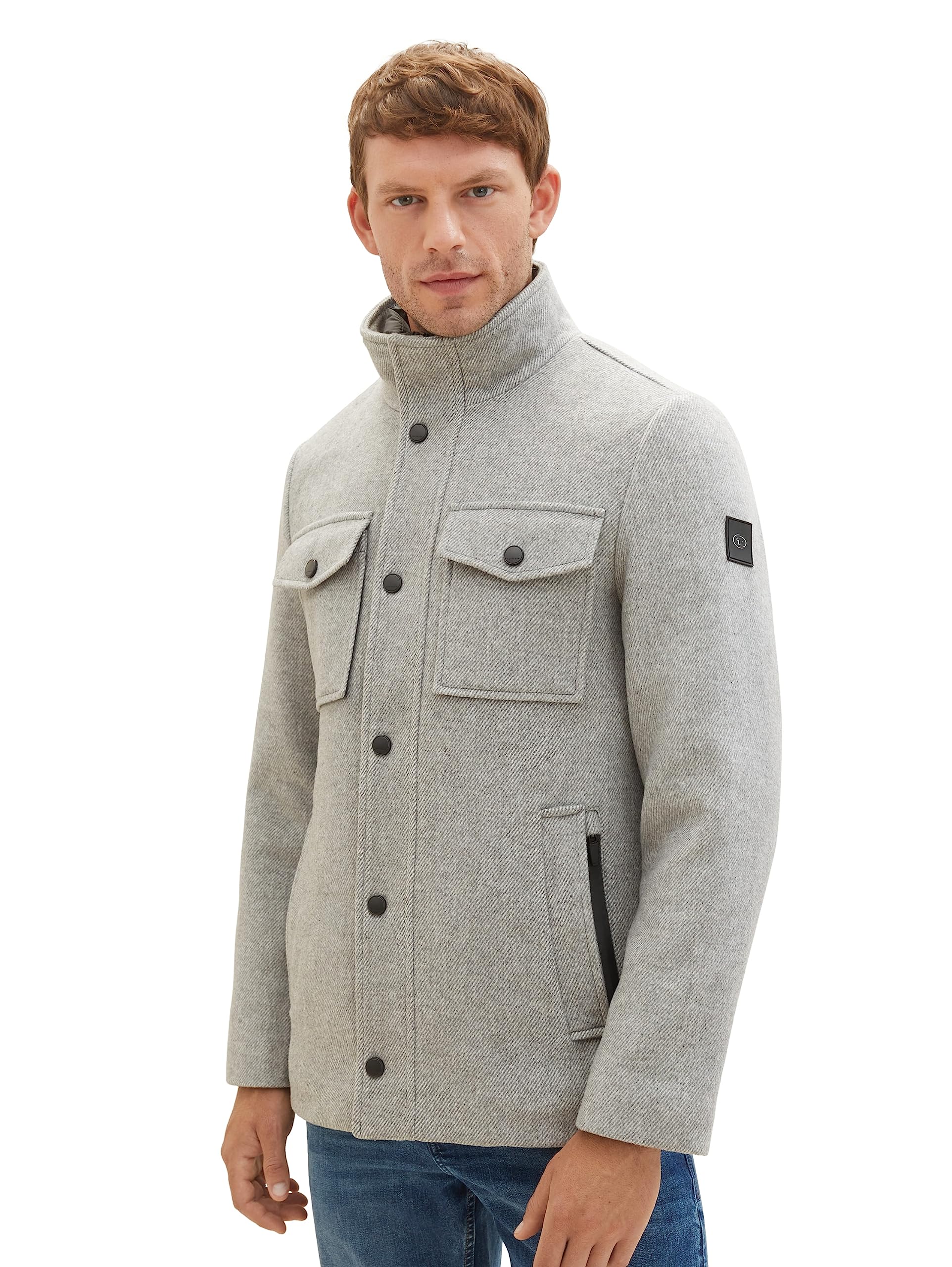 Tom Tailor Herren 2-in-1 Wollmantel mit integrierter Innenjacke 1037345