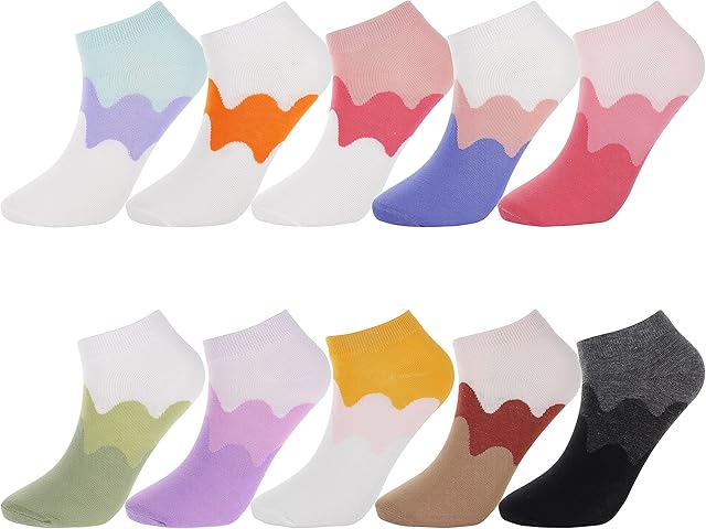 DarkCom 8 or 10 Pairs Ladies Trainer Socks, Ankle Sport Socks Women, Cotton