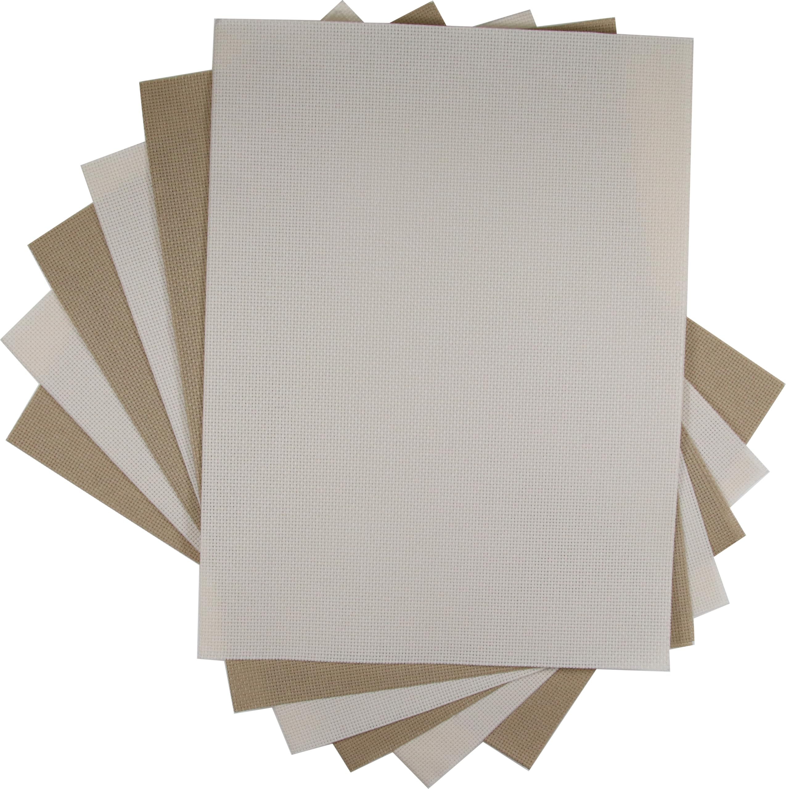 KCS 4/6 pc of 12" x 18" 30cmx45cm 16CT Counted Cotton Aida Cloth Cross Stitch Fabric (Ecru+Khaki, 6 pc)
