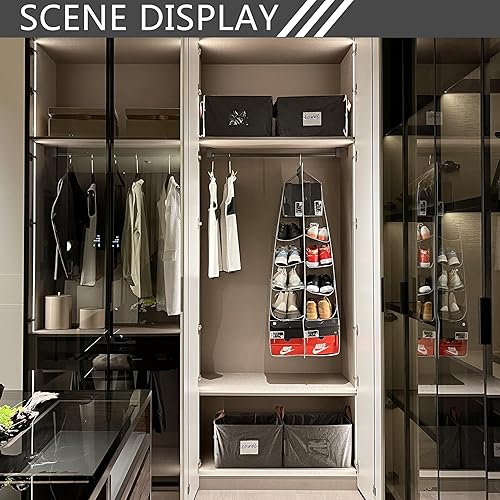 Miniatura 4 de Zapatero colgante, bolsillo grande, organizador de zapatos colgante para armario, ahorro de espacio, 1 paquete, gris