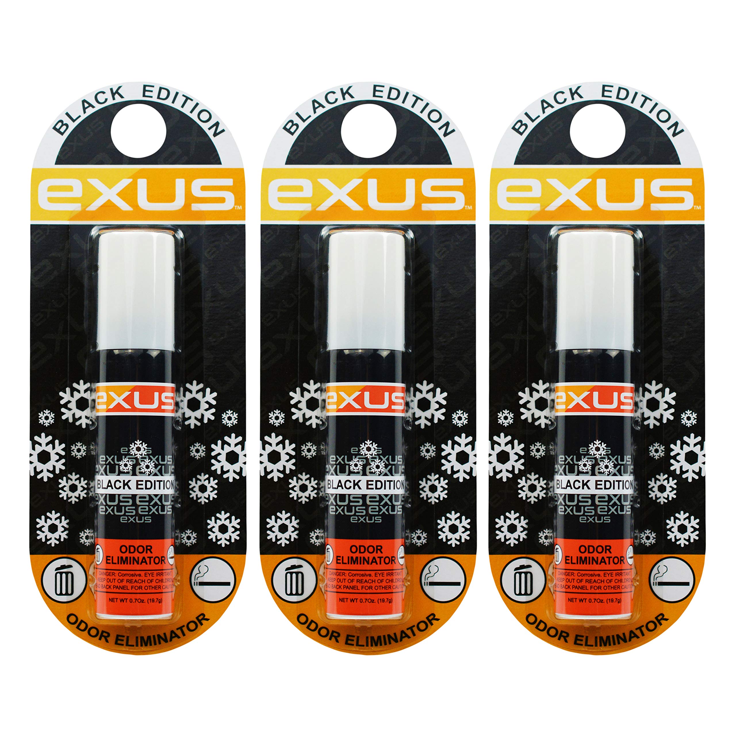 Exus Odor Eliminator & Air Freshener Spray For Strong Odors, Use for house, car, bathrooms, Kitchen, office. Strong Air freshener - 0.7 Oz. (Black Edition 3 pack)