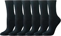 Amazon Essentials Women's Cotton Crew Socks 6-Pack - Seamless Toe, Durable Blend for All-Day Comfort