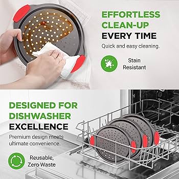 NutriChef 3-Piece Nonstick Bakeware Set - Premium Carbon Steel Oven Baking Trays W/Blue Silicone Handles - Small, Medium & Large Cookie Sheet Pans - PFOS, PFOA, PTFE-Free, Easy To Clean