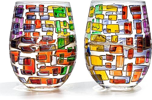 Miniatura 3 de The Wine Savant Vidrieras renacentistas, cristalería artesanal pintada a mano, idea de regalo para ella, él, cumpleaños, mamá, inauguración de la