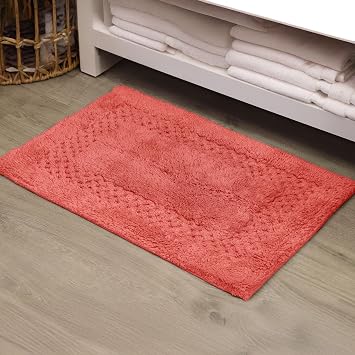 Home Weavers Classy Bathmat 100% Cotton Tufted Bath Rug, Extra Soft and Absorbent Bath Rugs, Non-Slip Bath Carpet, Machine Wash Dry, Bath Rugs for Bathroom Floor, 17" x 24" Rectangle, Coral