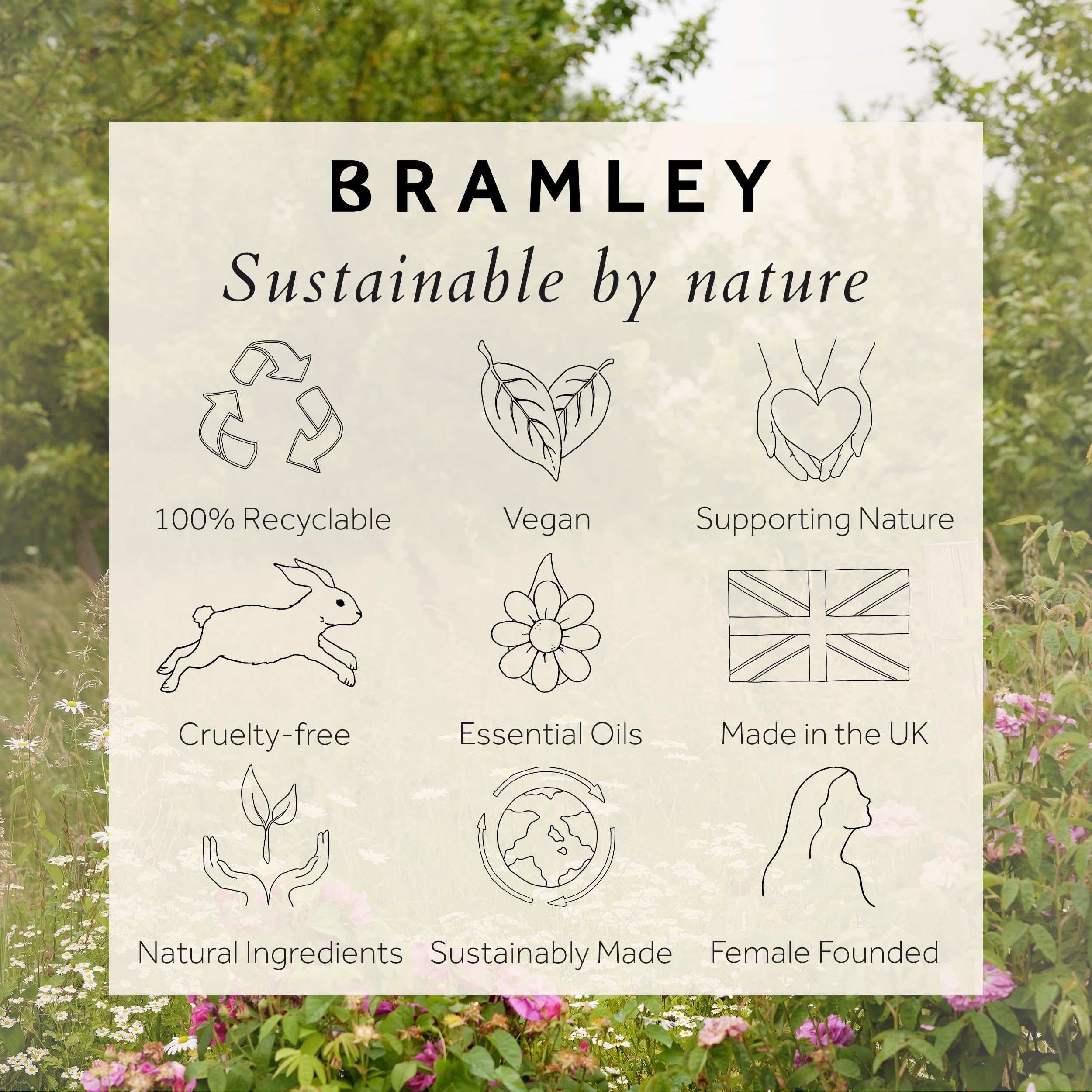 BRAMLEY - Bagnoschiuma da 1 litro, olio essenziale di pompelmo, lavanda e arancia dolce, rinfrescante, fragranza naturale al 100%, ricarica bagnoschiuma, formato famiglia, Green living