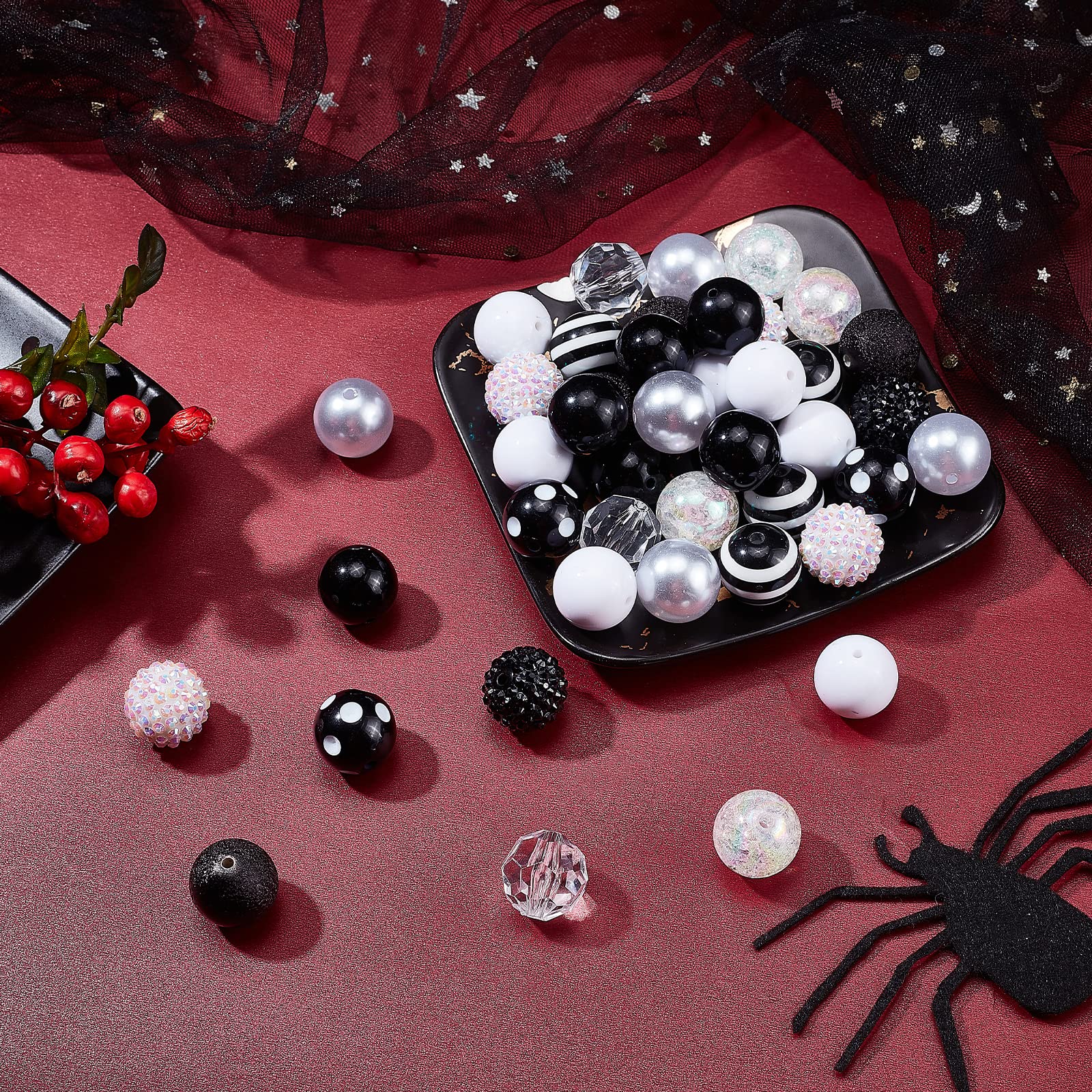 PH PandaHall 50pz 20mm Perline Grosse Perline Acriliche Arancioni Grandi Perle di Strass Sfuse per Ghirlanda Halloween Gioielli Bracciale Collana Penna Borsa Catena
