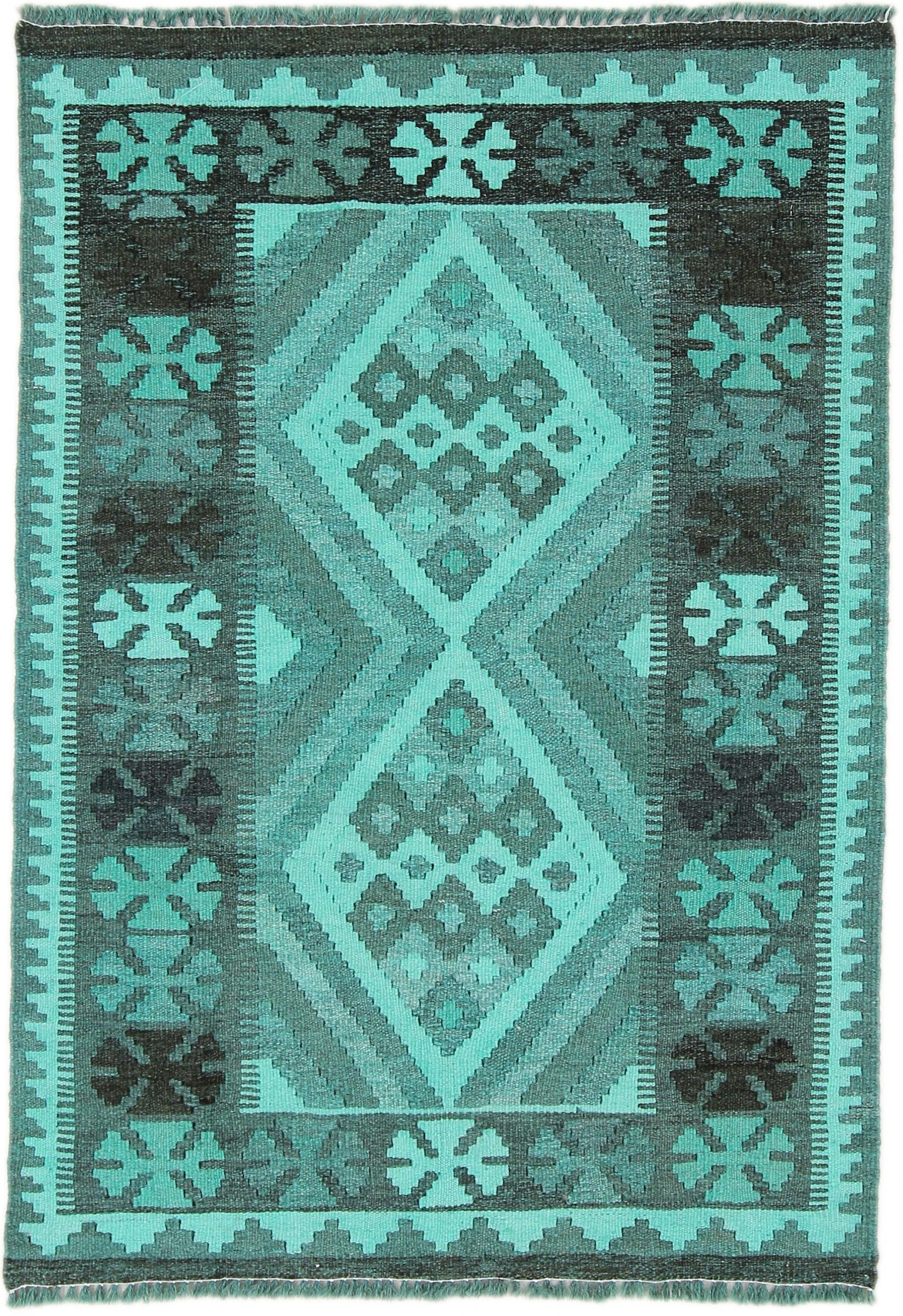 Tapis laine Kilim Afghan multicolore 82x117 cm pour dynamiser l'entrée ou le bureau