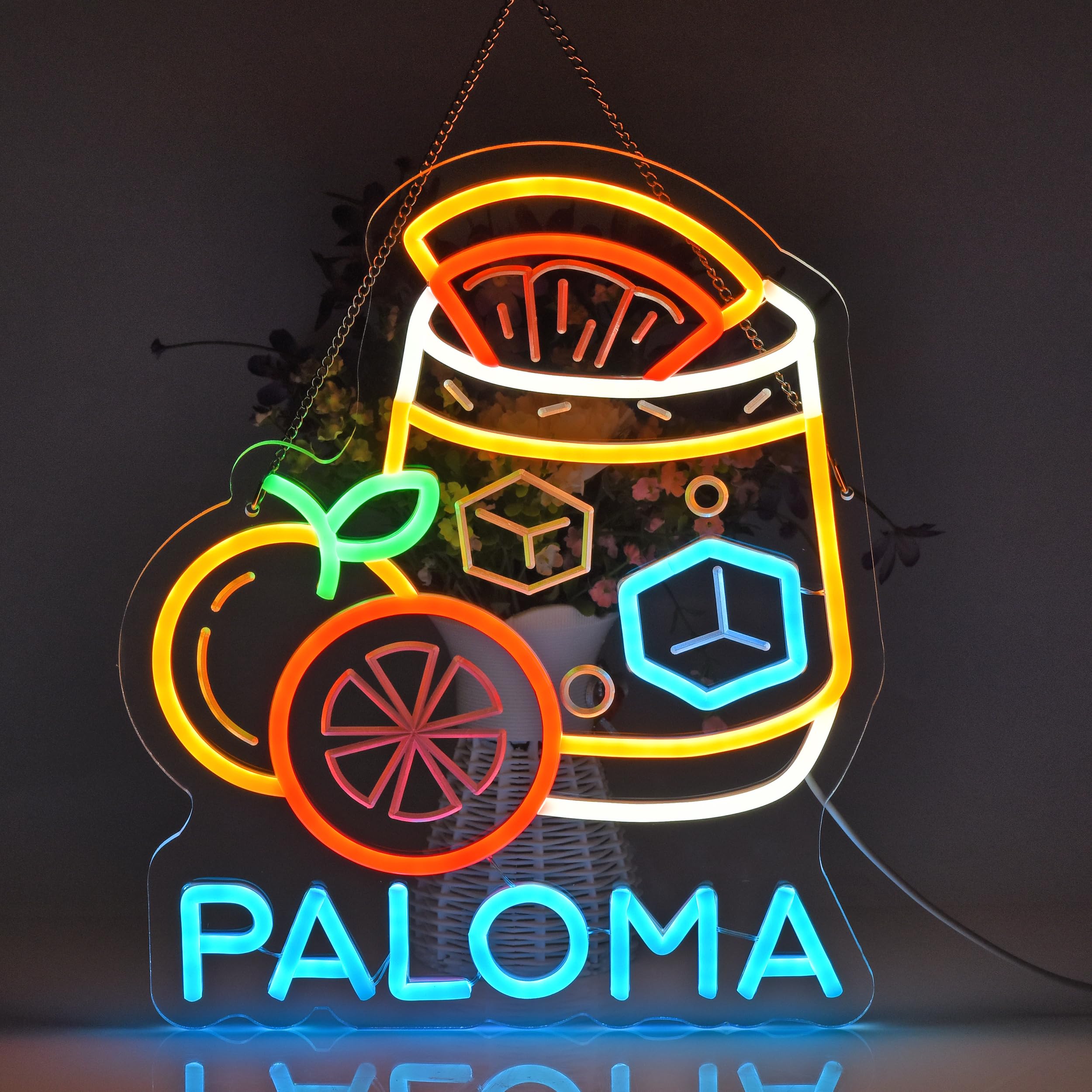 CNBEYOUNG Paloma - Insegna al neon, da appendere, decorazione artistica da parete per ristoranti messicani, negozi, cocktail, bar, cucina, feste, decorazione per la casa, con USB, super luminosa e
