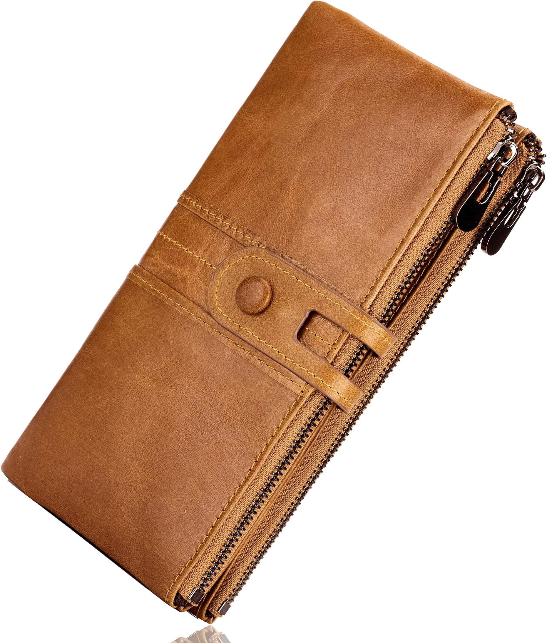 RoulensWallet for Women Genuine Leather Card Holder Phone Checkbook Organizer Zipper Coin Purse