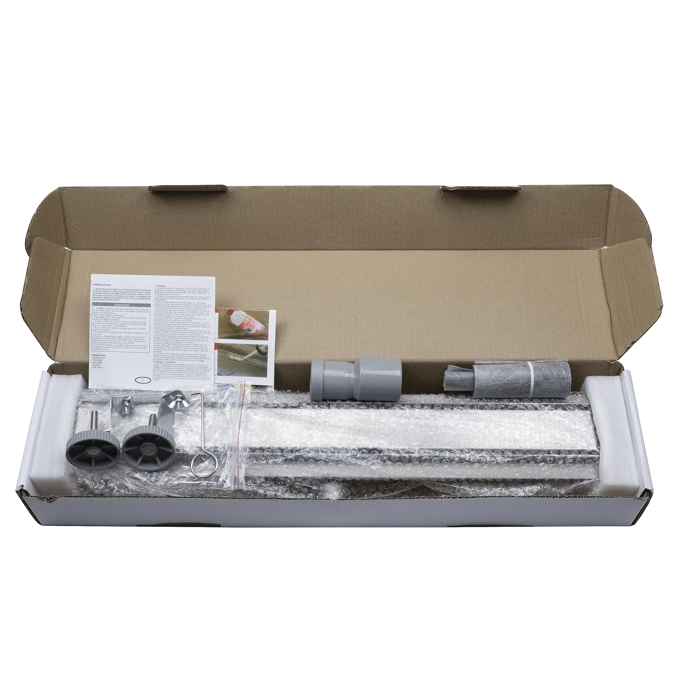 Aica Sanitarios Desagüe de Ducha SUS304, Longitud 90cm Rejilla de Acero Inoxidable, Canaleta de Ducha, Sumidero con Sifón Antiolores, Filtro de Drenaje