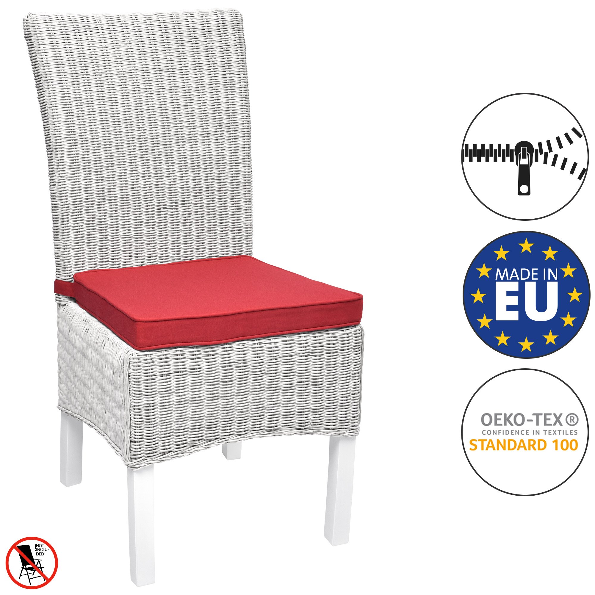 Beautissu Stuhlkissen 4er Set Stuhlpolster mit Bändern für Stühle | 45x40cm Rot Sitzkissen Sitzpolster mit Befestigungsbändern Sitzauflage Polsterauflage rutschfest Stuhlauflage Kissen Loft SK