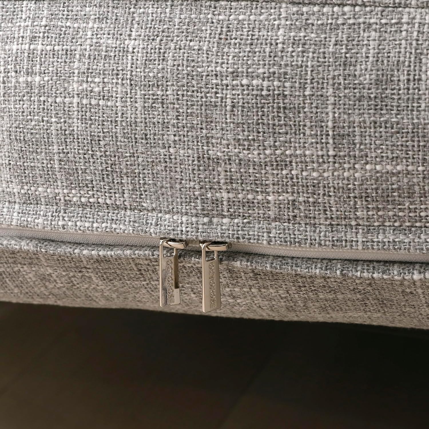 OctoRose Full Size 3 Side Zipper Upholstery Thick Linen Silver Futon Cover Sofa DayBed Mattress Slipcover Couch Protector (Linen-Silver, Full Size)