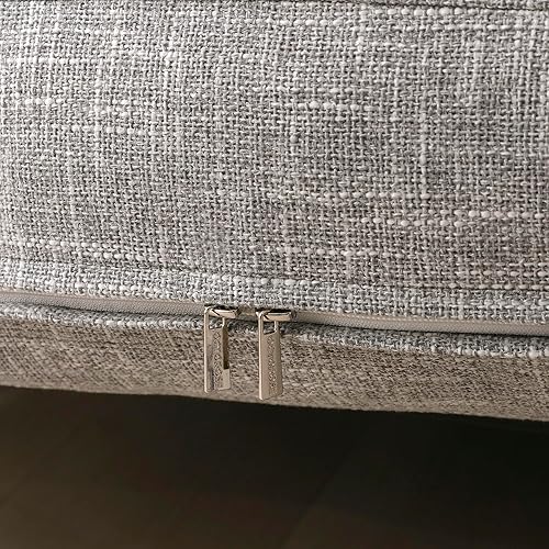 Miniatura 3 de OctoRose Tapicería de tamaño matrimonial con 3 cremalleras laterales de lino grueso, funda de futón plateado, funda de colchón para sofá cama (lino