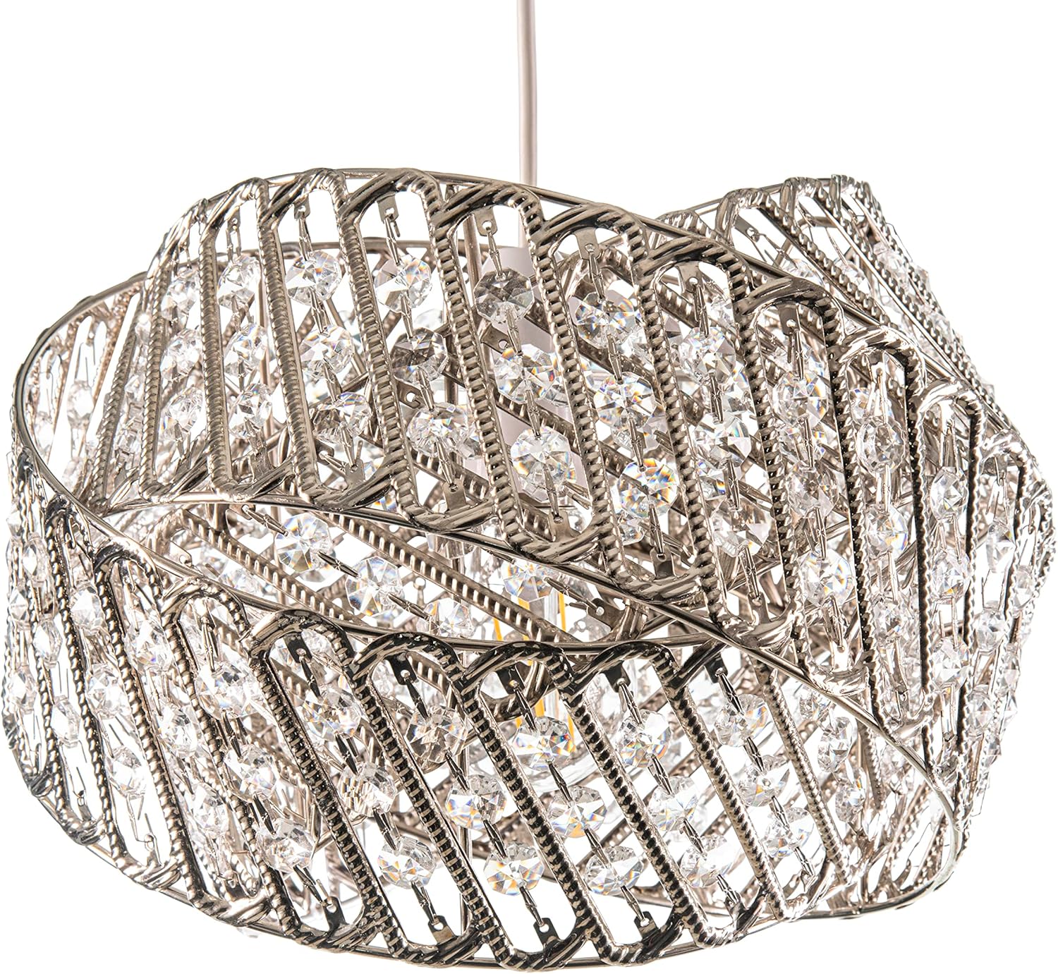 Giggi Chrome Diamante Light Shade with Clear K9 Crystals 20cm x 29cm, Lampshades for Ceiling