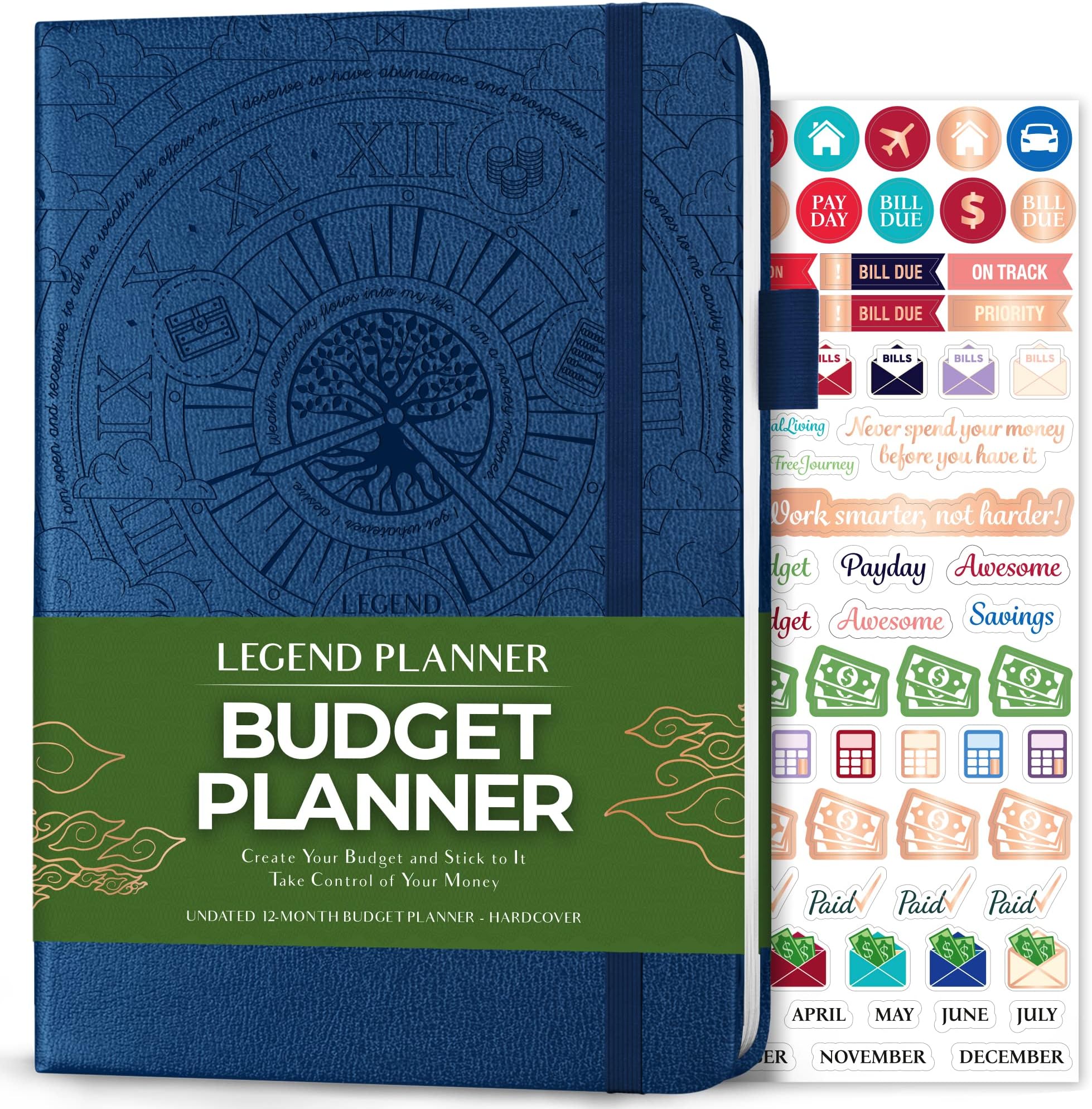 Legend Planner Budget – Financial Organizer Book. Money Account & Expense Tracker Notebook Journal for Household Monthly Budgeting (Mystic Blue)