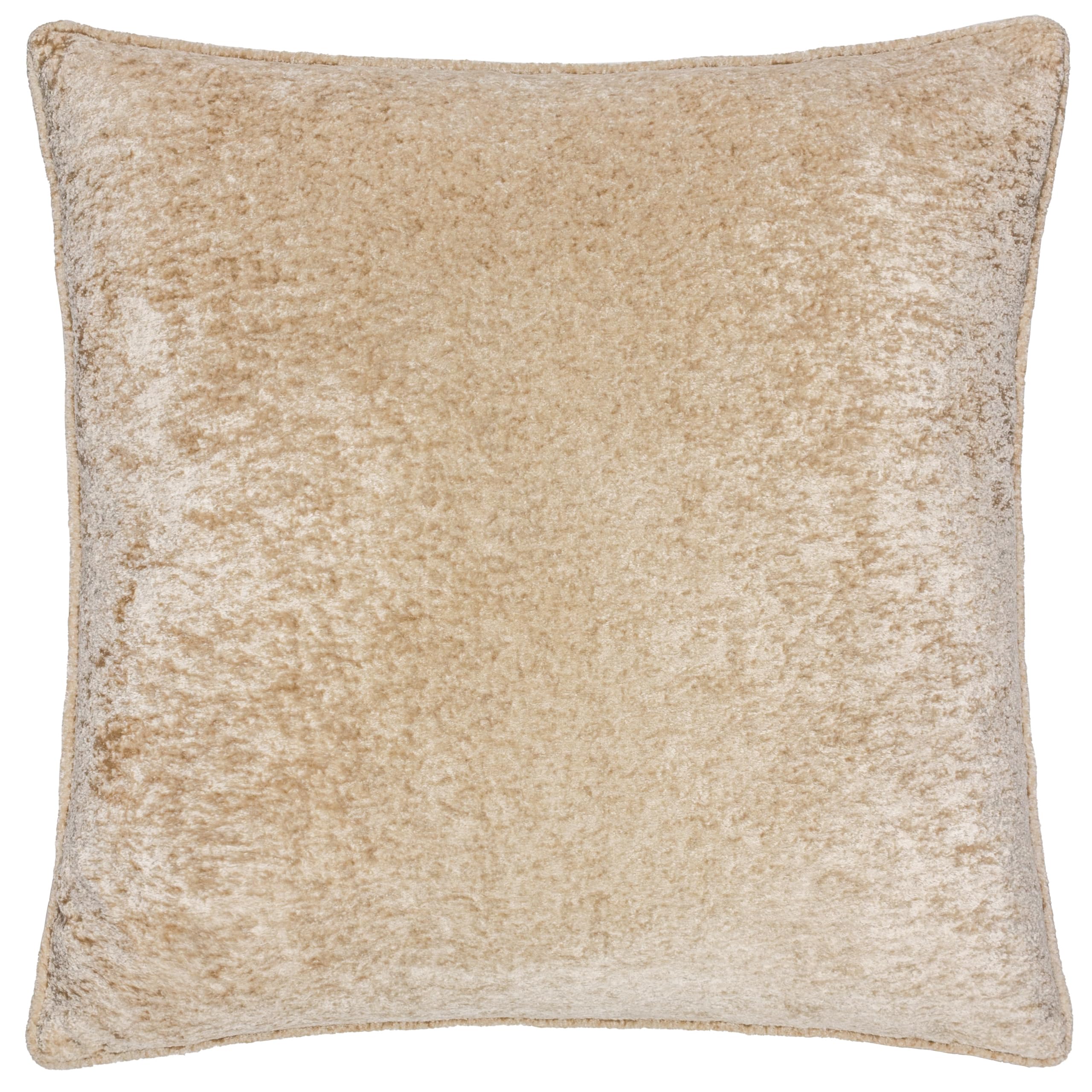 Paoletti Lustre Velvet Polyester Filled Cushion – Crushed Velvet Luxury Textured Piped Edge Decorative Pillow (Champagne – 50x50cm)