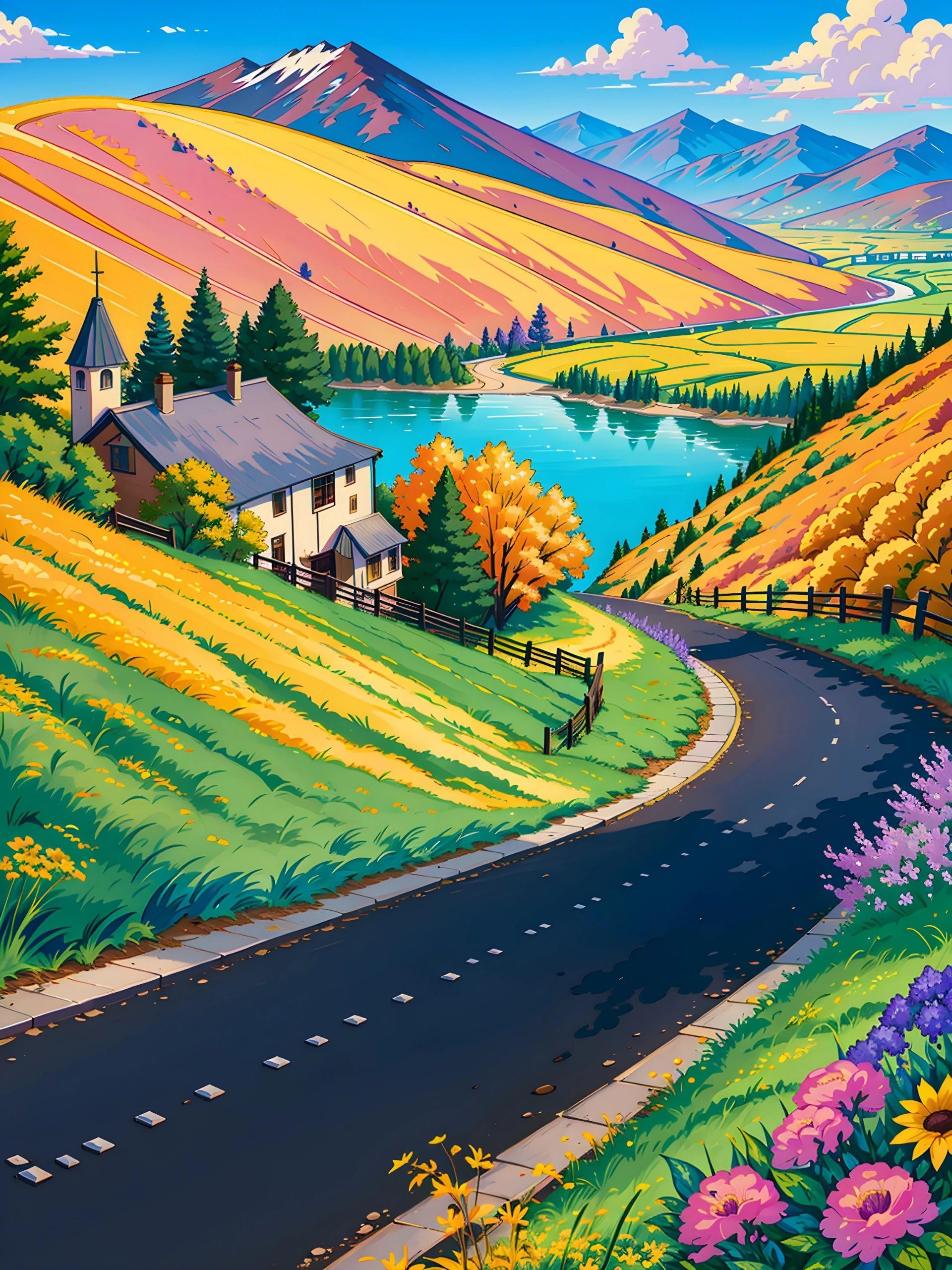 Kreuzstich-Set Für Anfänger – Vorbedruckt, Herbst-Landschaft, 11CT, 40x50cm, DIY Geschenk