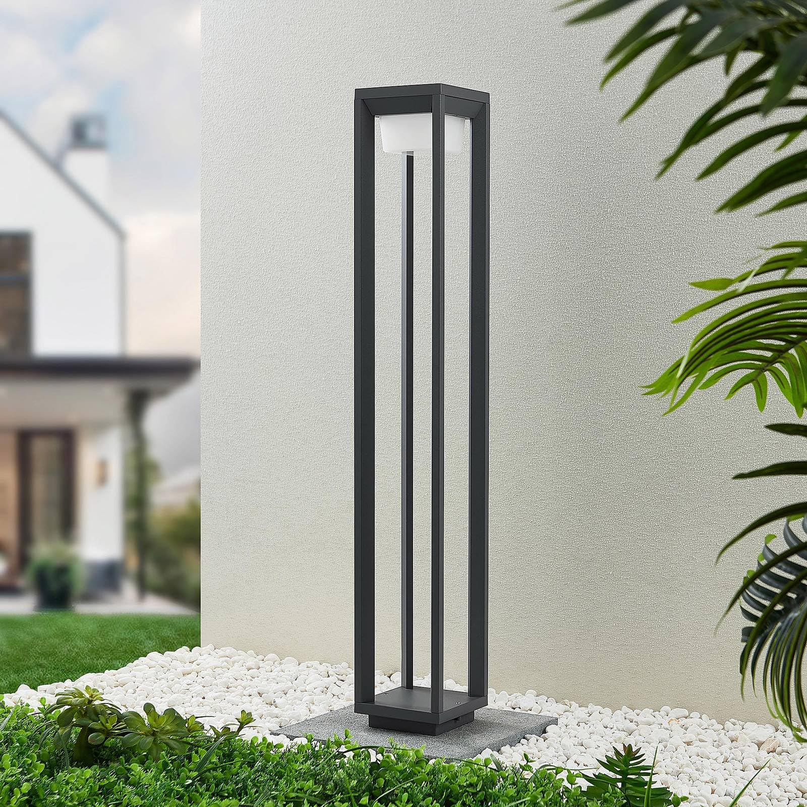 LED Außenleuchte Gamion (spritzwassergeschützt (Modern) in Alu aus Aluminium (1 flammig,) - Wegeleuchte Pollerleuchte Wegelampe Sockelleuchte