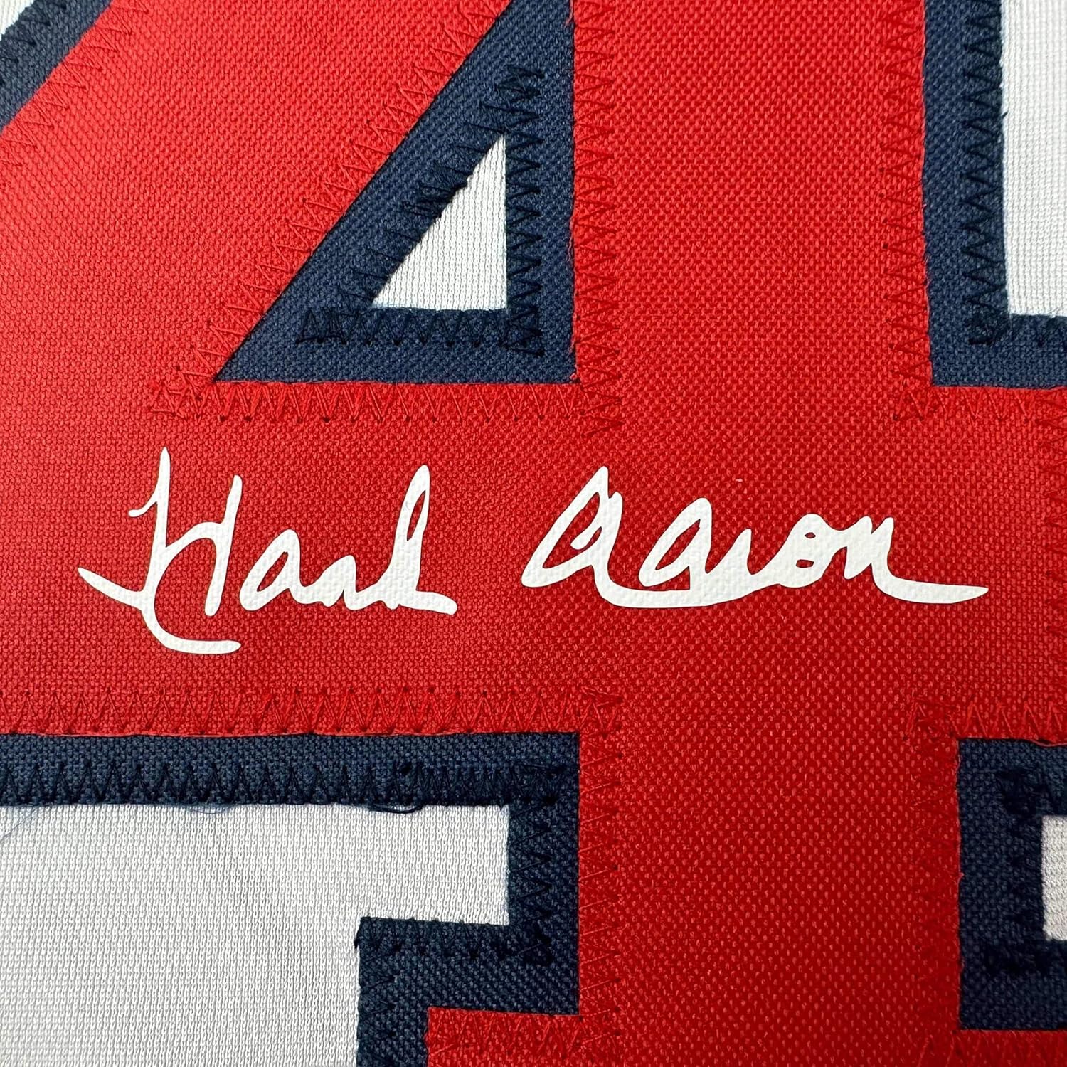 Facsimile Autographed Henry Hank Aaron Atlanta White Reprint Laser Auto Baseball Jersey Size Men's XL - Image 2