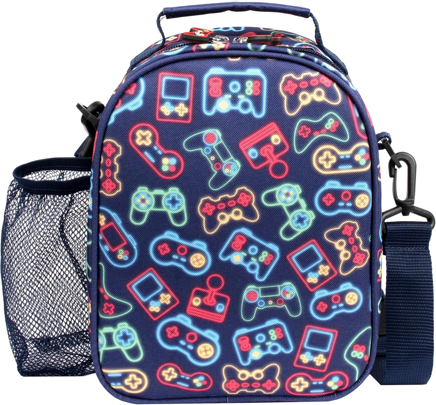 Fringoo Neon Gamer Lunch Box - Insulated Kids Lunch Bag - Great Gifts for Gamers