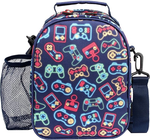 Fringoo - Neon Gamer Lunch Box - Lunch Bag - Lunch Bag for Kids - Thermal Insulated Lunch Bag - Cool Gamer Lunch Boxes - Great Gifts for Avid Gamers, Matching Bottle Available