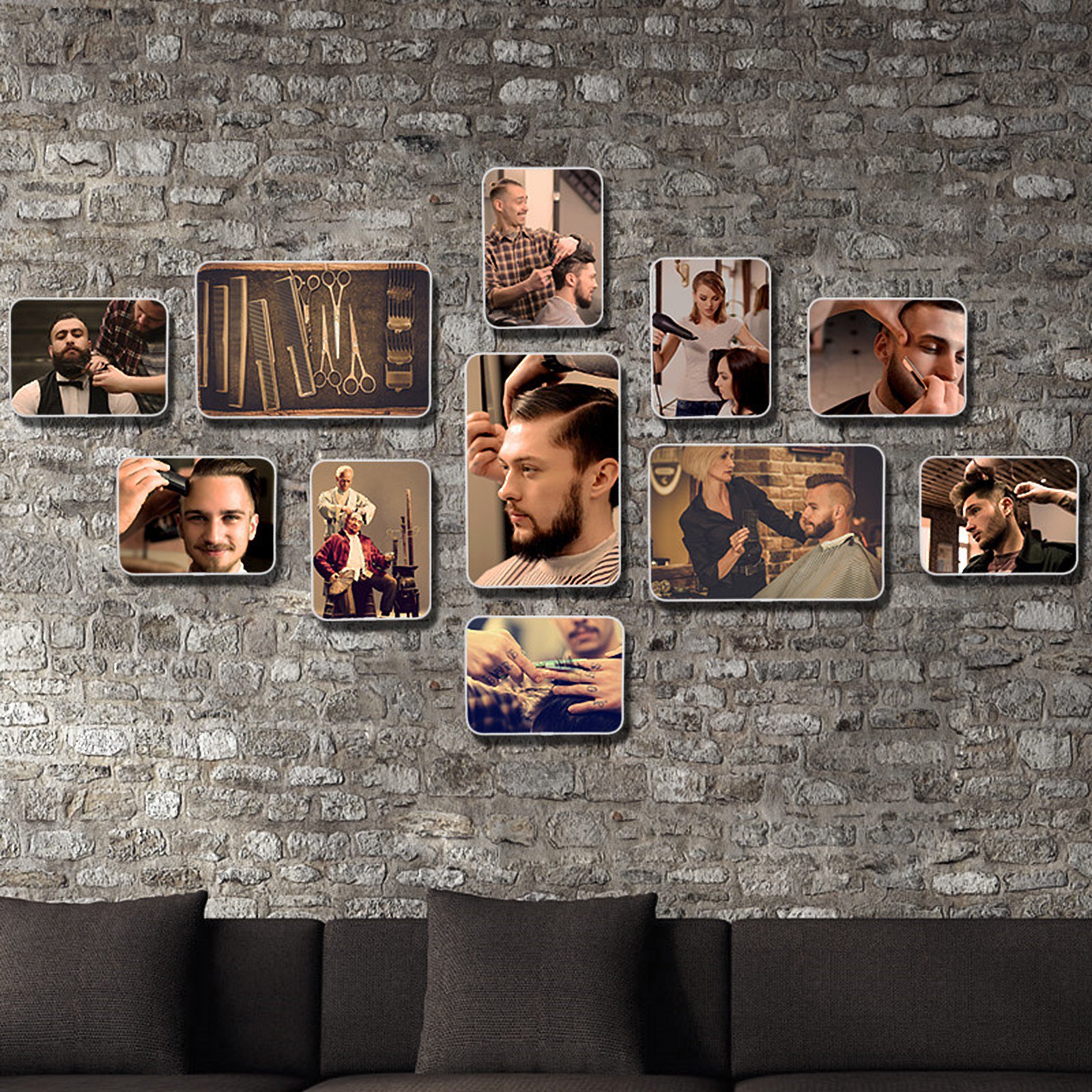 Frames Salon Style Modern Barber Shop Oval Hairdressing Barber Station