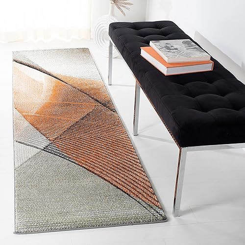 Vista 86 de SAFAVIEH Hollywood Collection - Alfombra decorativa de 2 pies 3 pulgadas x 4 pies, beige y azul, diseño moderno de mediados de siglo, no desprende