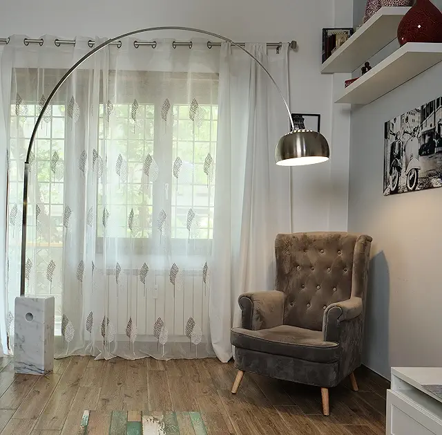 Lampada Flos VOLERO' Atena ad Arco con Base in Marmo, Stelo Telescopico - Bianco