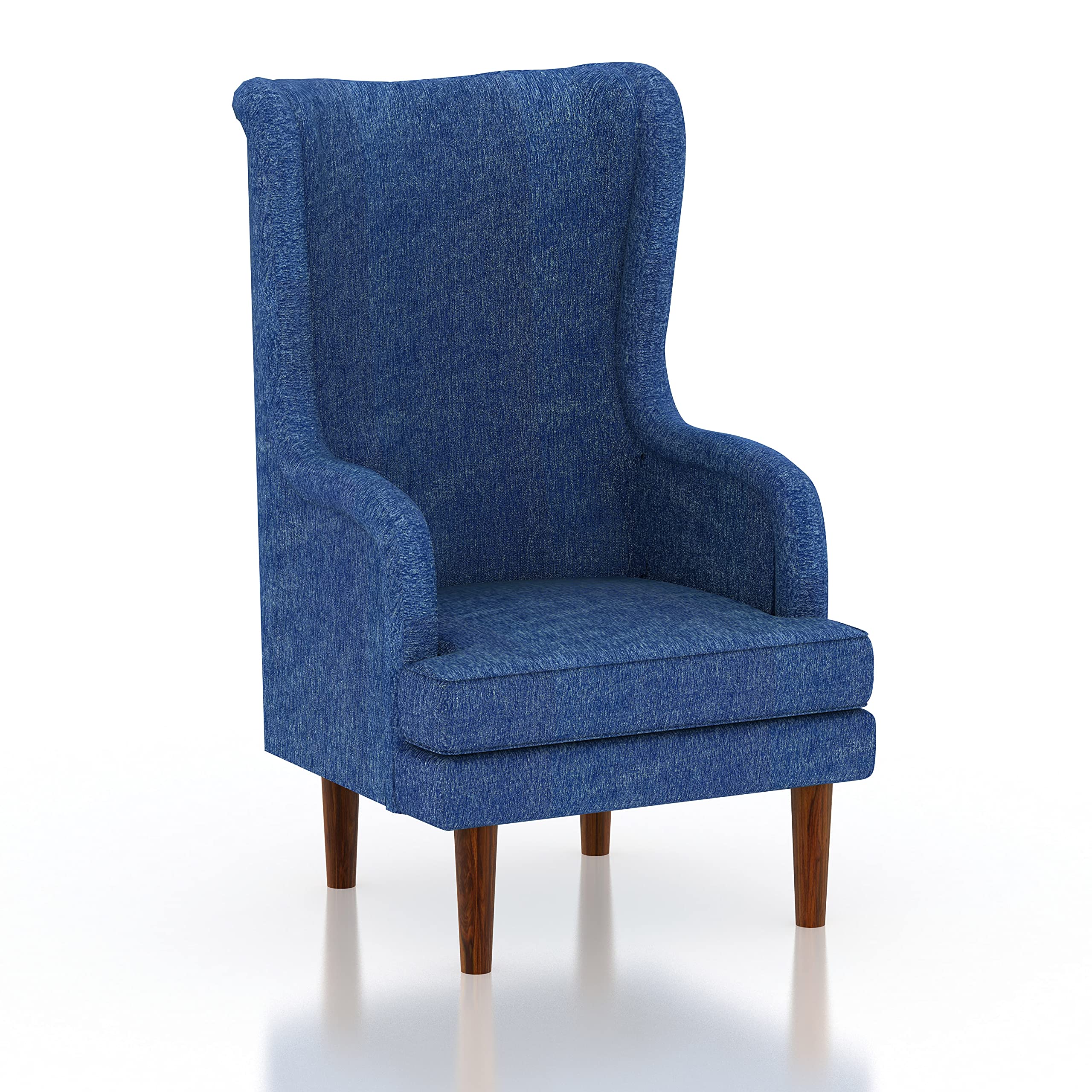 TG Furniture Solid Sheesham Wood Fabric Upholstery Single Seater Sofa for Bedroom Living Room Home Office Arm Wing Chair Wooden Bed Room Furniture (Blue) 1 Year Warranty