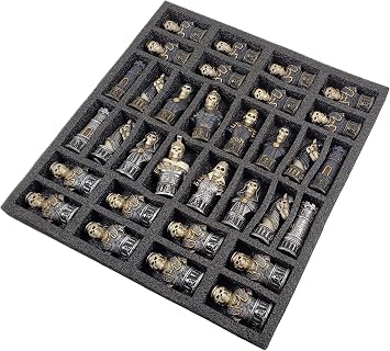 Medieval Times Skull Busts Gothic Fantasy Skeleton Knights Chess Set with 17 Maltese Board