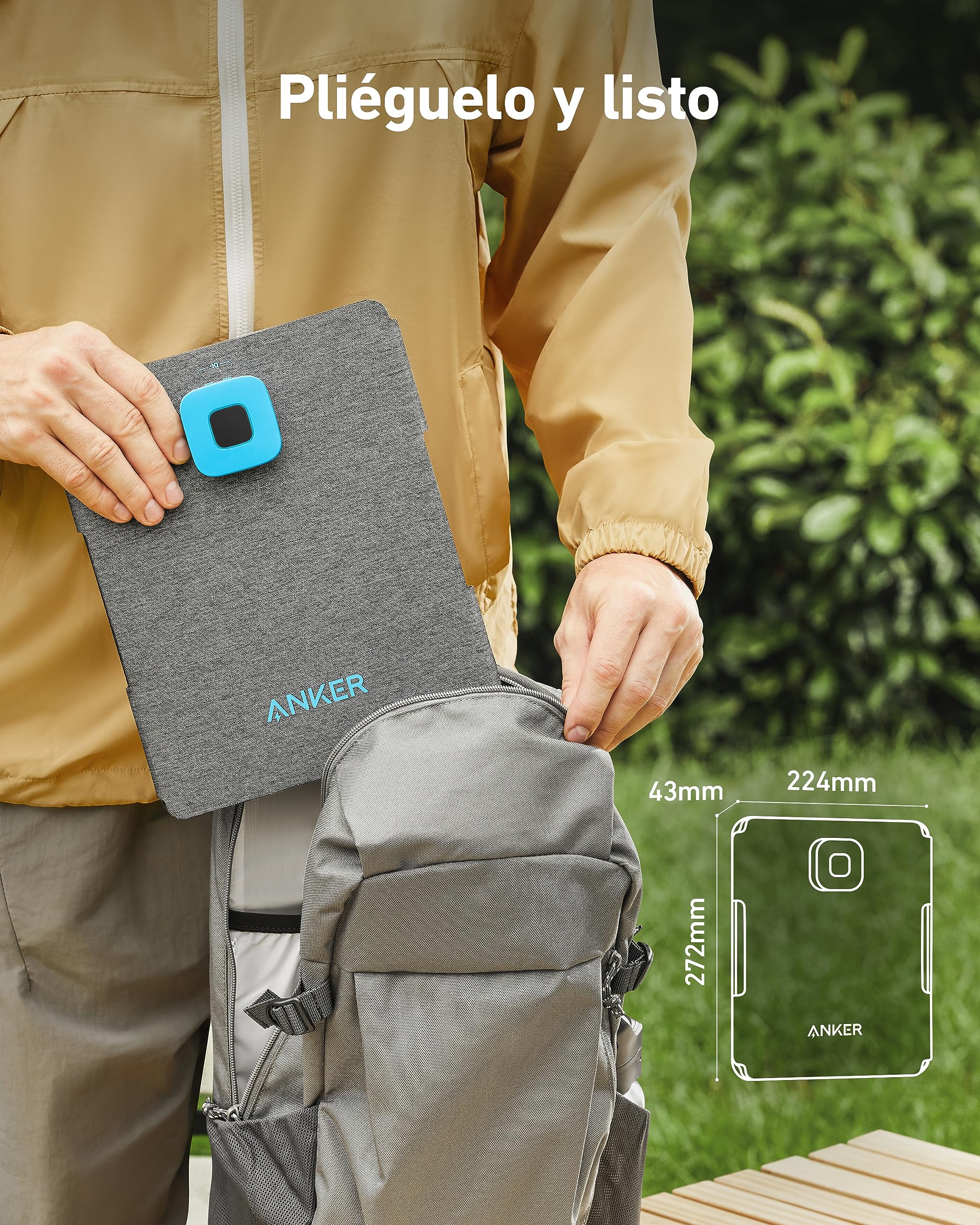 Anker Solix PS30 Panel Solar, Cargador Solar Plegable Portátil de 30W, Resistencia al Agua y al Polvo IP65, Carga Ultrarrápida, Carga 2 Dispositivos al Mismo Tiempo, para Acampada, Senderismo y