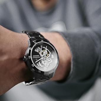 Dante II Skelettuhr, Silber, Edelstahl, Wasserdichtigkeit bis 30 m, mechanisches Uhrwerk, Herrenuhr, klassischer Zeitmesser, Geschenk für ihn
