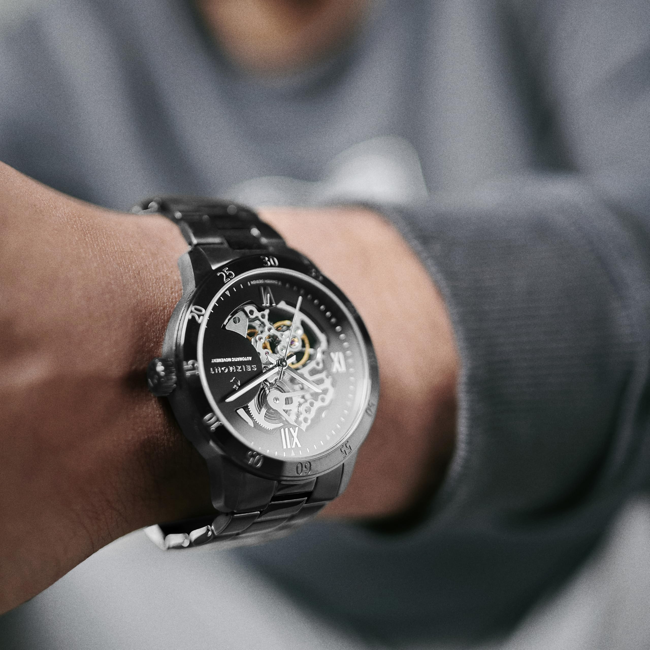 Reloj de pulsera automático para hombre, acero inoxidable 316L y cristal de zafiro