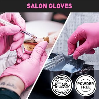 OKIAAS Vinyl Disposable Gloves, Latex-Free, Powder Free, Food Grade | Food Safe, 5 Mil Thickened for Cleaning, Cooking, Food Prep, Baking, Hair Dye, Tattoo, Pink, Small, 50 Count