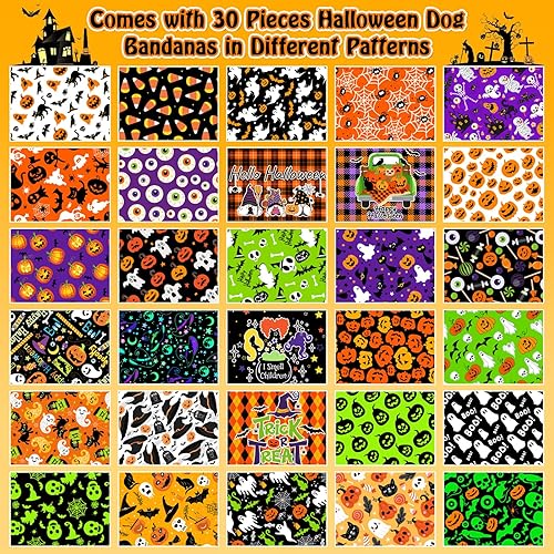 Miniatura 3 de 30 bandanas de Halloween para perros, bufandas ajustables para perros, baberos, calabaza, murciélago, fantasma, cachorro, pañuelos para mascotas,