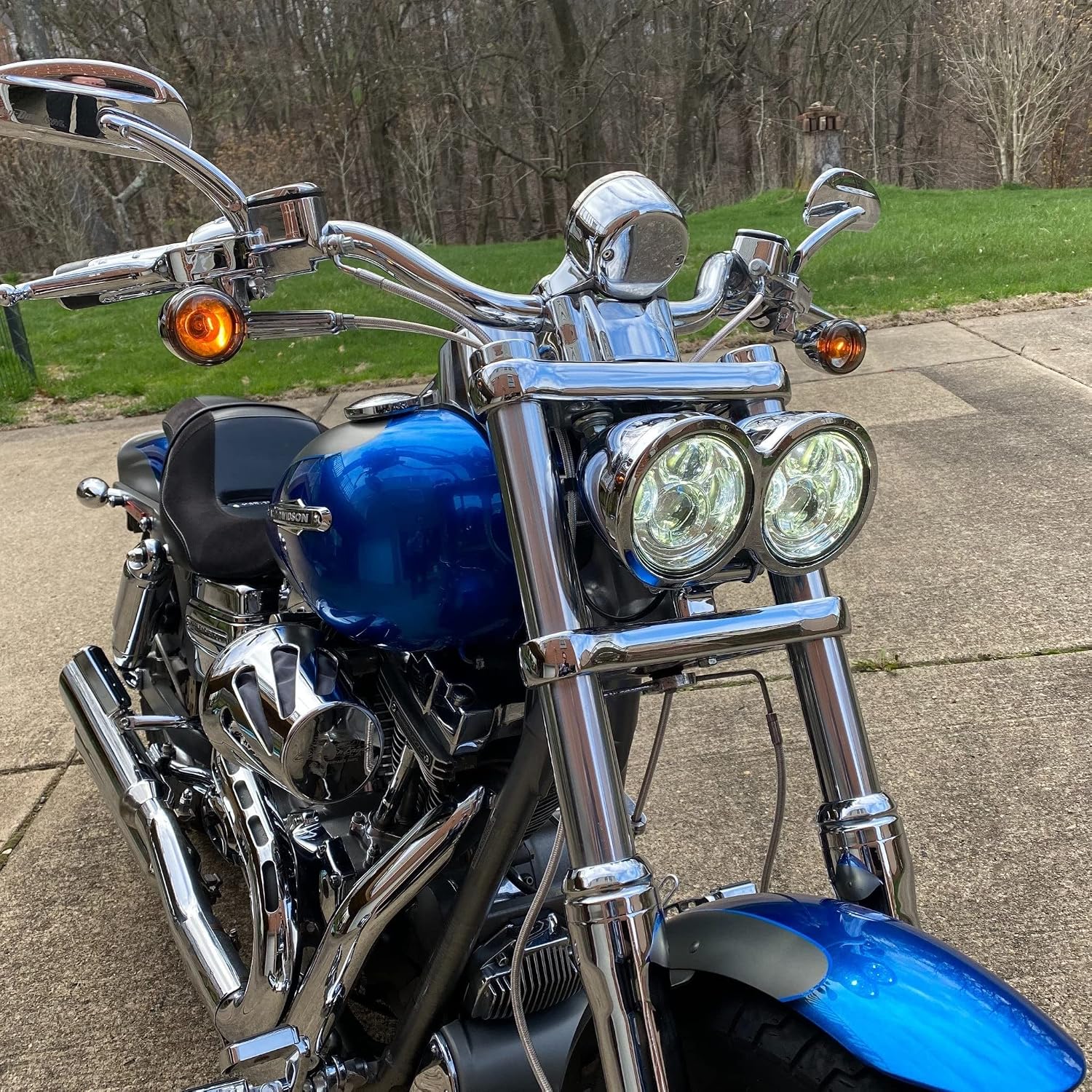 Eagle Lights 8900C-2SB Dual Headlight Kit Compatible With 2008-2017 Harley Davidson Fat Bob Motorcycles - Chrome