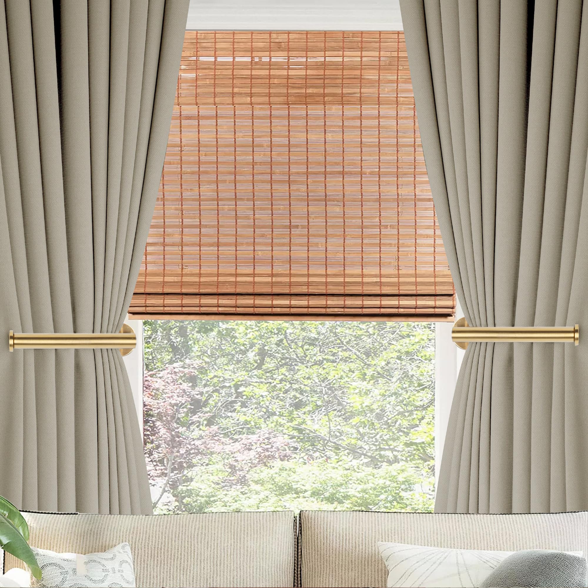 Yagoo 4 Pcs Adhesive Curtain Holdbacks?Screw-in Curtain Tie Backs Curtain Holders Tiebacks Curtain Hooks for Wall Mounted Curtain Pull Backs for Home Decor Drapes (4, Gold)