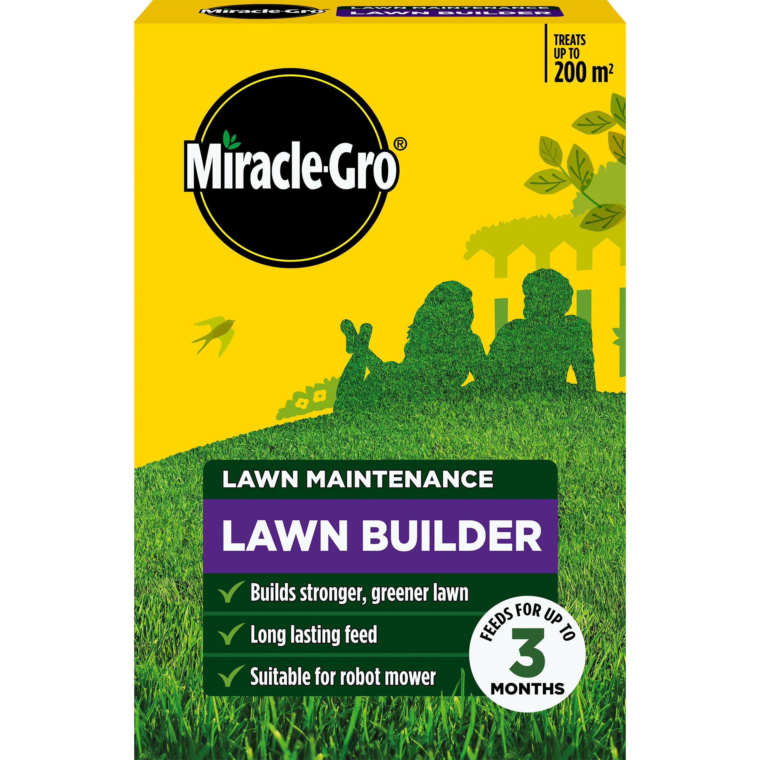 Miracle-Gro Lawn Builder Feed Nitrogen Fertiliser Strong Green Lawn 200M2 4Kg from B&Q