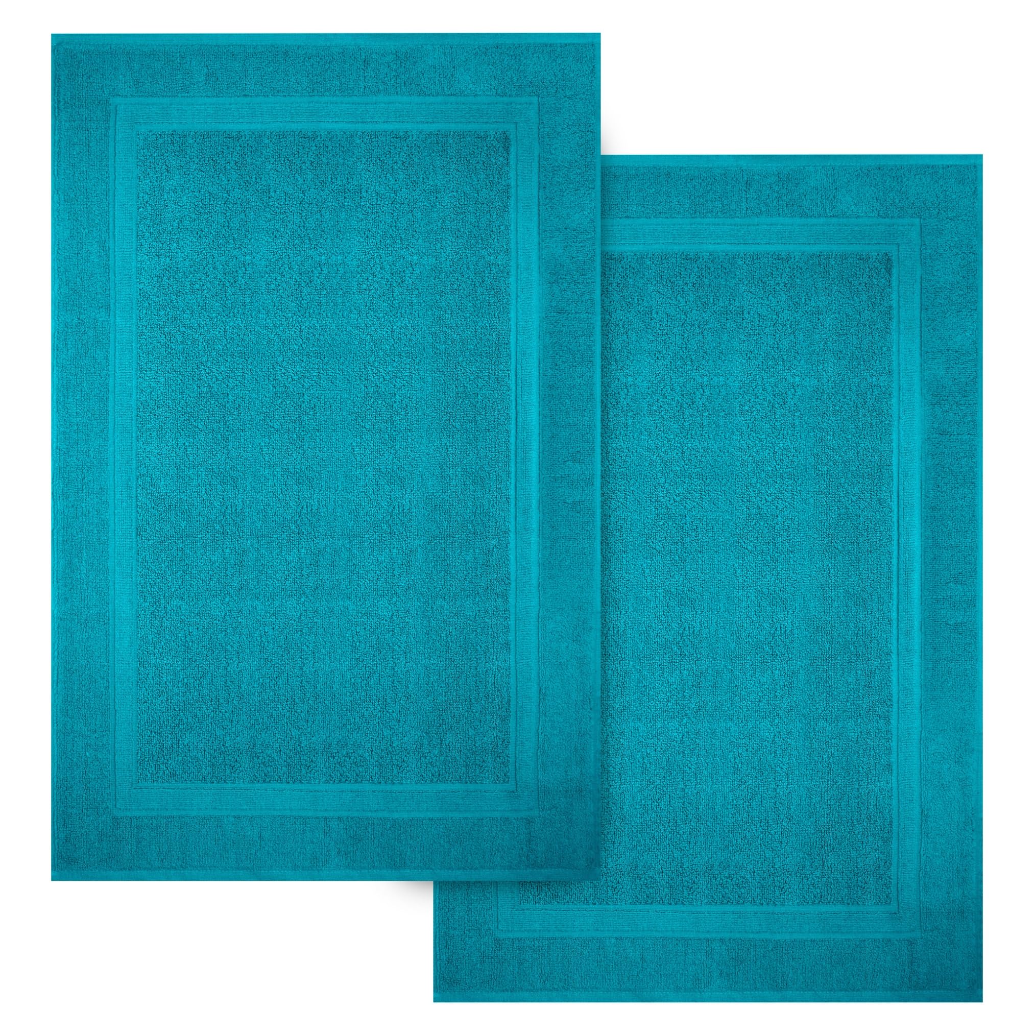Infinitee Xclusives Premium Cotton Bath Mats for Bathroom Pack of 2 |86x55 cm| Ultra Soft, Super Absorbent, Non-Slip, Machine Washable Mats |Serene Teal| [Not a Rug]